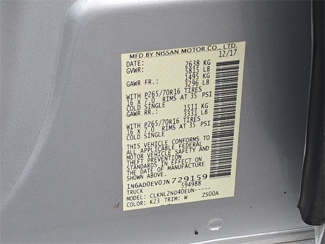 2018 Nissan Frontier SV